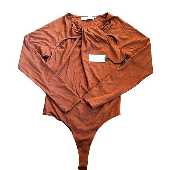 ASTR Brown Cut Out Long Sleeve Bodysuit NWT - Picture 2 of 9
